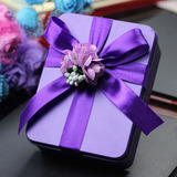 创意紫色盒子婚礼喜糖盒包装 马口铁盒长方形糖盒 礼品盒可装烟