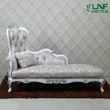 新古典后现代实木贵妃椅 欧式金银箔简约美人榻 客厅白色沙发躺椅
