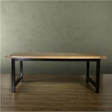 欧美式实木家具 榆木铁艺做旧 loft工业餐桌老松木实木书桌简约