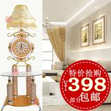 现代中式带钟表茶几落地灯角几落地灯装饰落地台灯时尚客厅卧室灯