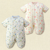 外贸日本原单新生儿短袖睡袋哈衣两用宝宝纯棉 婴儿连体衣全棉夏