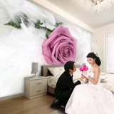 婚房浪漫温馨床头背景墙壁纸  卧室3D无缝无纺布大型壁画  玫瑰花