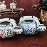 陶瓷日式青花瓷客厅办公室烟灰缸 创意缸碗 子母烟灰缸 两个包邮