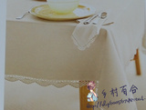 美式乡村外贸出口欧美原单纯棉厚款米色手工钩针边盖巾欧式餐桌布