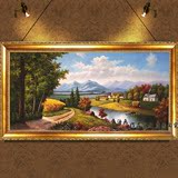 纯手工油画客厅挂画古典风景油画大幅装饰画有框欧式山水油画丰收