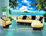 RQ海滩风景大型壁画壁纸客厅卧室电视背景无缝墙纸现代简约地中海