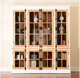 美式/欧式/地中海实木家具 博克赛玻璃2节8开门大书柜书橱