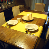 简约现代高档纯色餐桌旗 纯棉双层平角茶几电视柜布艺垫桌条 明黄