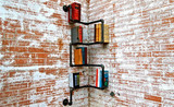 美式乡村仿古书架壁挂水管做旧置物架墙上置物架书柜创意转角书架