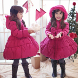 冬装童装新款2015女童加绒加厚棉衣 宝宝韩版衣服棉袄中长款外套