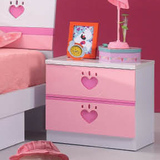 儿童床头柜 储物柜床边柜青少年女孩公主套房配套柜卧室家具粉红