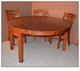 实木橡木餐桌椅组合 橡胶木/木头/木质餐桌餐椅 折叠申拉中式餐桌