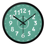绿色24小时客厅现代圆形刻度个性静音钟表简约石英挂钟原创秒杀