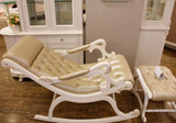 欧式开放漆摇椅 法式躺椅 欧式/美式象牙白色躺椅实木摇椅 逍遥椅