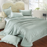 正品美式 简约欧式床上用品100%双面纯色天丝四件套 定制圆床床笠