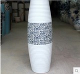 包邮现代时尚陶瓷落地花瓶家居装饰摆设客厅大花瓶白色线条瓷瓶