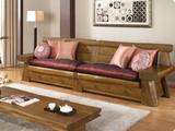 外贸实木家具客厅四人沙发榆木木架组合抽屉储物大气简约木板包邮