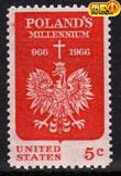 美国 - #1313：1966;宗教;十字架;波兰国徽;外国邮票1全新