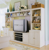 美式乡村 田园地中海 白色做旧客厅组合电视柜 上海实木家具定做