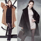 高档外贸双面羊绒大衣 韩版冬装中长款大码毛呢外套女装新款