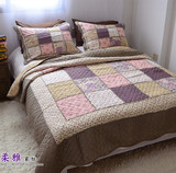 紫格 韩式拼布绗缝被全棉床盖三四件套纯棉空调被夏凉被被套 1519