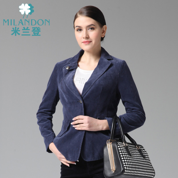 米兰登中老年品牌<em>女装灯芯绒</em>西装女<em>外套</em>秋冬装