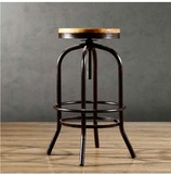 特价美式复古做旧椅实木面板椅仿古做旧椅螺旋升降椅吧凳吧椅