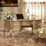 梵可可 奢华欧式实木书桌家用 别墅法式新古典老板电脑桌香槟金色