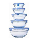 清仓特价 宝洁赠品 钢化玻璃碗5件套 保鲜碗 带盖子 重约1300克