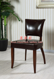 美式真皮椅 实木餐椅 实木书椅 美式小皮椅 椅子欧式皮椅Y1536
