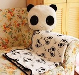 可爱熊猫午休午睡抱枕卡通小毯子汽车空调被抱枕两用被子靠垫被