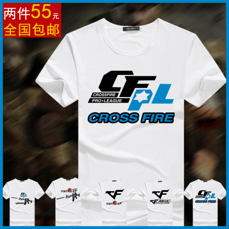 少年穿越火线标志短袖 cf衣服夏装男半袖雷神火麒麟游戏t恤高清图片