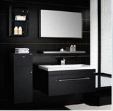 PVC浴室柜 橡木墙挂式壁柜 黑色精美卫生洗漱柜 80 90 cm  现货
