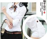 大码胖mm女装韩版职业春装修身女士白色打底衬衫OL女工装长袖衬衣