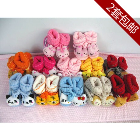 两双包邮 新生儿毛线鞋婴儿宝宝保暖手工编织
