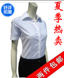 G2000女装 职业短袖衬衫优雅蓝色条纹夏装修身免烫正装工作装