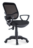 电脑椅家用办公椅职员椅可升降椅子固定扶手带靠背职员转椅网布椅