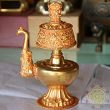 密宗供器 藏传佛教用品 尼泊尔纯铜打造鎏金文巴壶 净水壶 净水瓶