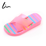 2015夏季一字拖罗马风时尚女坡跟厚底居家凉拖鞋沙滩鞋防滑浴室鞋