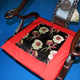 中式时尚简约奢华 真丝坐垫套 红黑色坐椅垫 榻榻米地垫