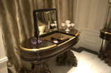 lacasa欧式重雕花带镜实木梳妆台/桌拉卡萨椭圆折叠储物化妆台