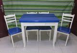 特价2013新款小户型蓝色地中海实木餐桌椅田园时尚宜家折叠餐台