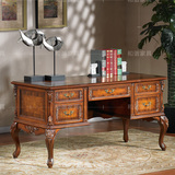 美式家具电脑桌 仿古书桌雕花实木办公桌欧洲风格长方形办公台