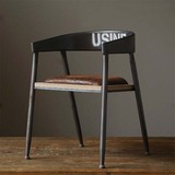 美式乡村LOFT实木铁艺餐厅椅 酒吧椅 书房椅休闲咖啡厅椅子办公椅