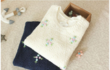 日本原单刺绣花朵可爱套头衫毛衣 外贸森女日系清新甜美针织衫 女