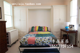 纯实木家具衣柜 卧室隐形床组合 木质整体组装定制 欧式白色田园