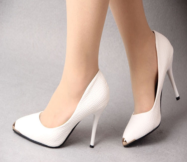 2014秋款欧美时尚女鞋单鞋黑色高跟鞋职业尖头铁头白色高跟鞋婚鞋