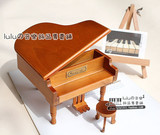 精致木质三角钢琴音乐盒--送女朋友/情人节礼物/生日礼物