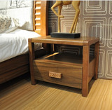 中格现代中式实木床头柜子收纳储物柜简约抽屉式两层小柜子橡木