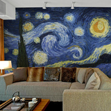 星夜梵高 客厅玄关大型壁画 挂画油画 装饰画 欧式星空